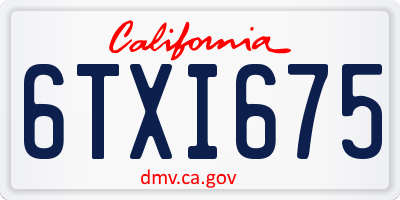 CA license plate 6TXI675