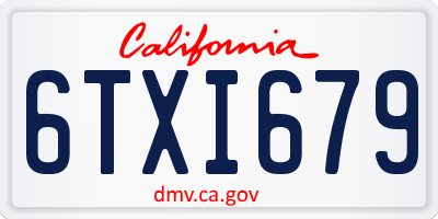 CA license plate 6TXI679