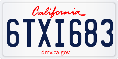 CA license plate 6TXI683