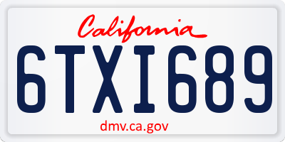 CA license plate 6TXI689