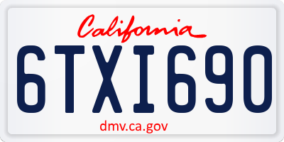 CA license plate 6TXI690
