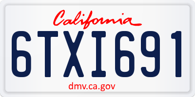 CA license plate 6TXI691