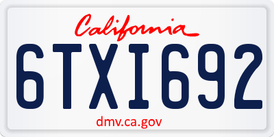 CA license plate 6TXI692