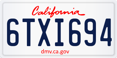CA license plate 6TXI694