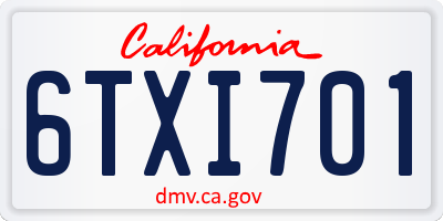 CA license plate 6TXI701