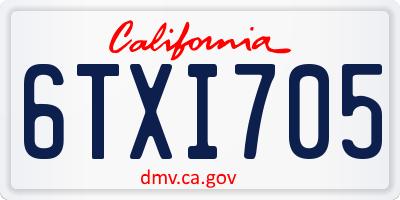 CA license plate 6TXI705
