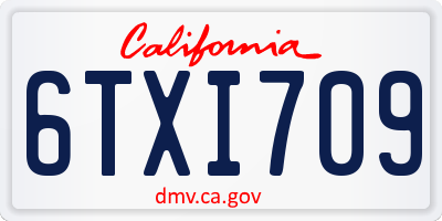CA license plate 6TXI709