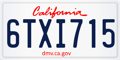 CA license plate 6TXI715