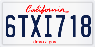 CA license plate 6TXI718