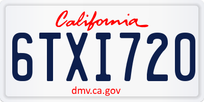 CA license plate 6TXI720