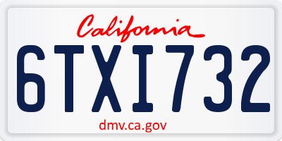 CA license plate 6TXI732