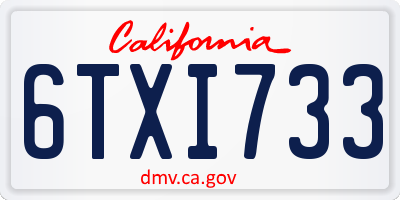 CA license plate 6TXI733