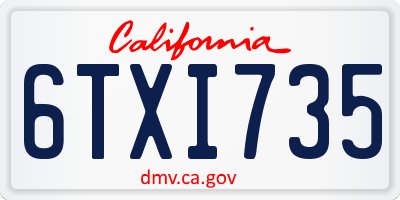 CA license plate 6TXI735