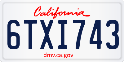 CA license plate 6TXI743