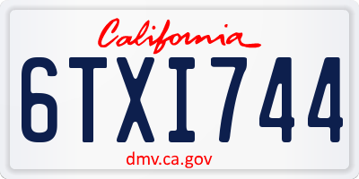 CA license plate 6TXI744