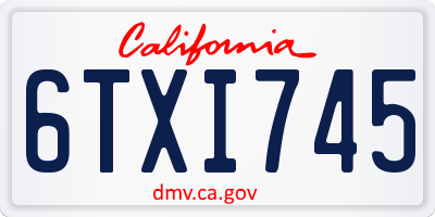 CA license plate 6TXI745