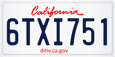 CA license plate 6TXI751