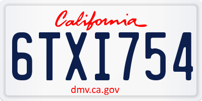 CA license plate 6TXI754
