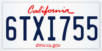 CA license plate 6TXI755