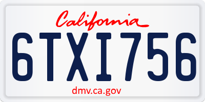 CA license plate 6TXI756