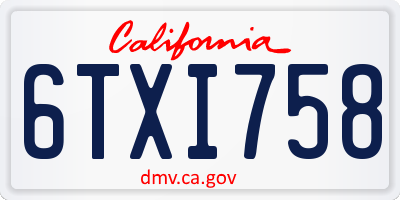 CA license plate 6TXI758