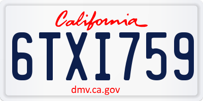 CA license plate 6TXI759