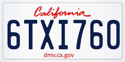 CA license plate 6TXI760