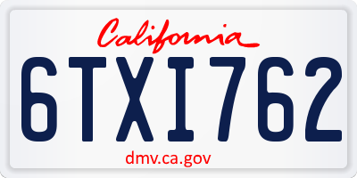 CA license plate 6TXI762