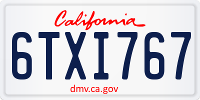 CA license plate 6TXI767