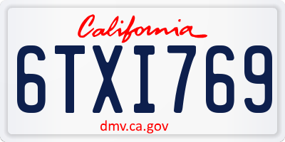 CA license plate 6TXI769