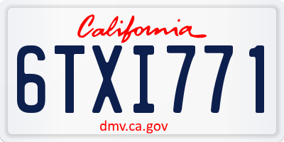 CA license plate 6TXI771