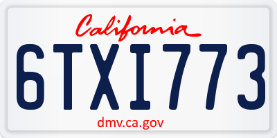 CA license plate 6TXI773