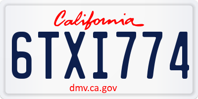 CA license plate 6TXI774