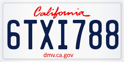 CA license plate 6TXI788