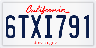 CA license plate 6TXI791