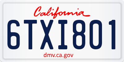 CA license plate 6TXI801