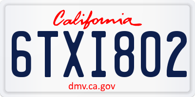 CA license plate 6TXI802