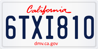 CA license plate 6TXI810