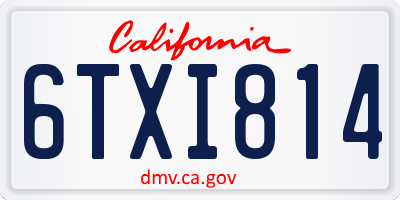 CA license plate 6TXI814