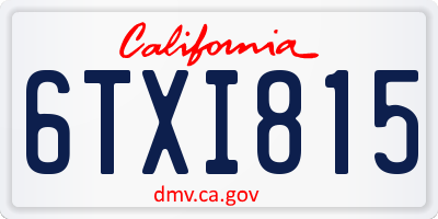 CA license plate 6TXI815