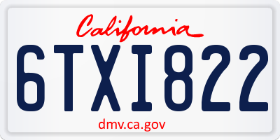 CA license plate 6TXI822