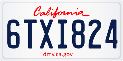 CA license plate 6TXI824
