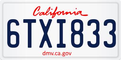 CA license plate 6TXI833