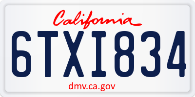 CA license plate 6TXI834