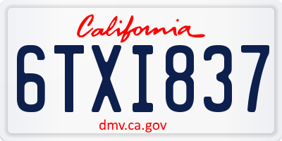 CA license plate 6TXI837
