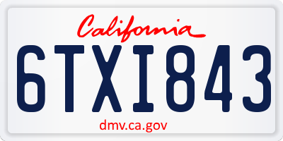CA license plate 6TXI843