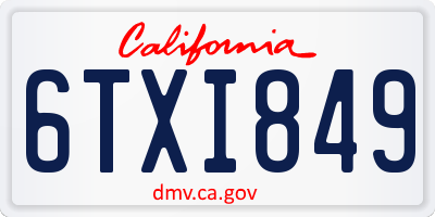 CA license plate 6TXI849