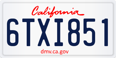 CA license plate 6TXI851