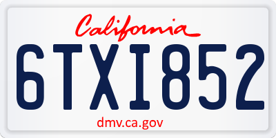 CA license plate 6TXI852