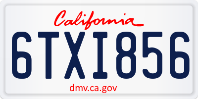 CA license plate 6TXI856